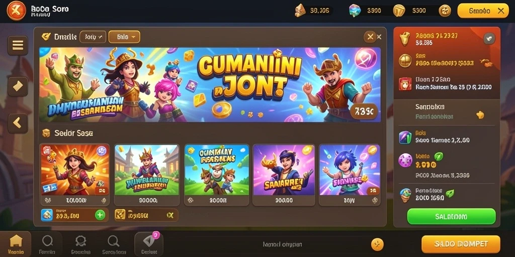 Screenshot menunjukkan tampilan antarmuka utama game ABCSLOT.