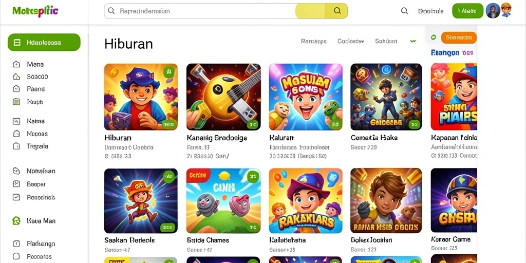 Tampilan utama aplikasi dengan berbagai permainan menarik.